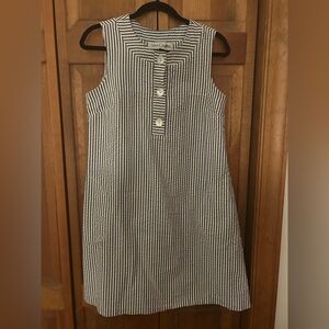 Sara Campbell Women’s Coastal Sz 8 Blue & White Striped Cotton A-Line Dress